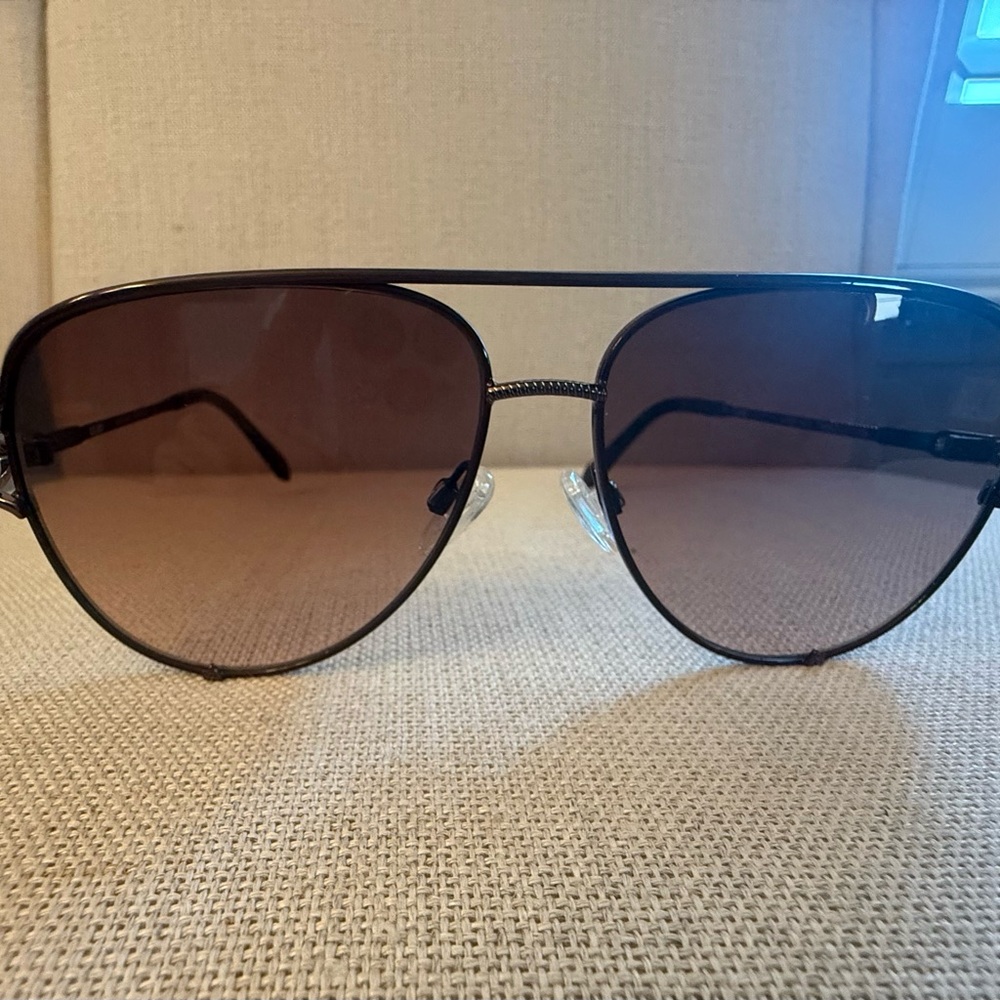 Quay Aviator-Style Sunglasses in Brown with Black Case Never Worn